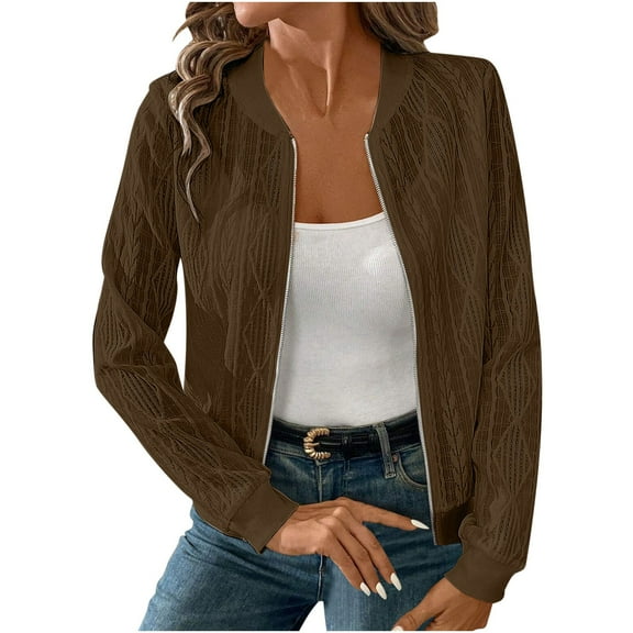 Womens Long Sleeve Plaid Shirts Flannel Collared Button Down Shackets Casual Rolled Up Boyfriend Blouses Tops Coffee,L