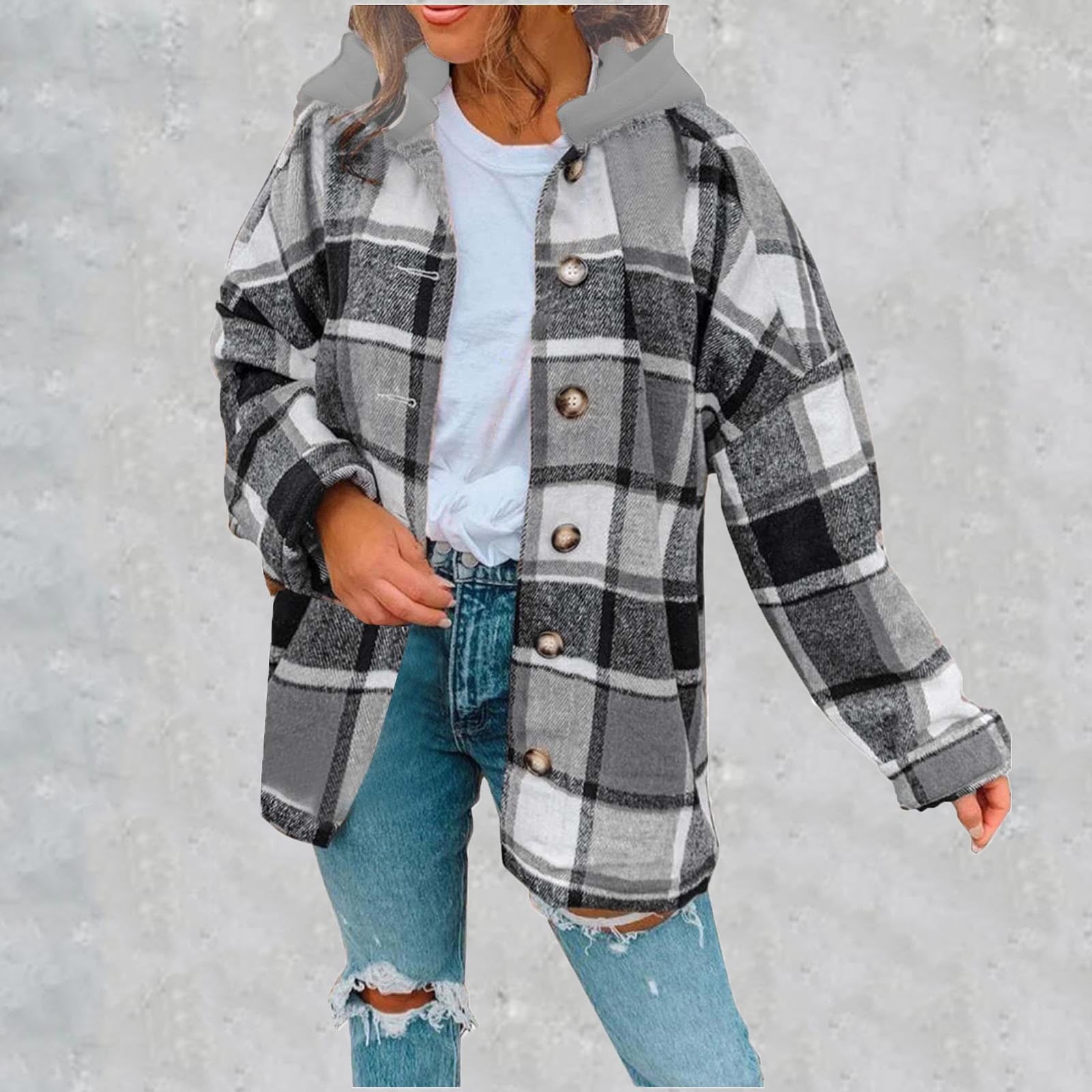 Buffalo Plaid Jacket For Women Women's Plaid Fleece Shacket Cozy