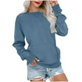 thumbnail image 1 of Womens Long Sleeve Pullover, Crewneck Sweatshirts for Women Fall Fashion Loose Fit Solid Color Athletic Thin Sweaters with Pockets S-2XL, 1 of 5