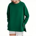 thumbnail image 1 of Womens Long Sleeve Pullover, Crewneck Sweatshirts for Women Fall Fashion Loose Fit Solid Color Thin Sweaters with Side Slit Zipper S-XL, 1 of 6