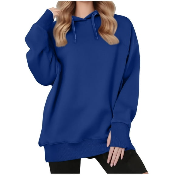 Womens Long Sleeve Pullover, Crewneck Sweatshirts for Women Fall Fashion Loose Fit Solid Color Thin Sweaters with Thumb Holes S-2XL