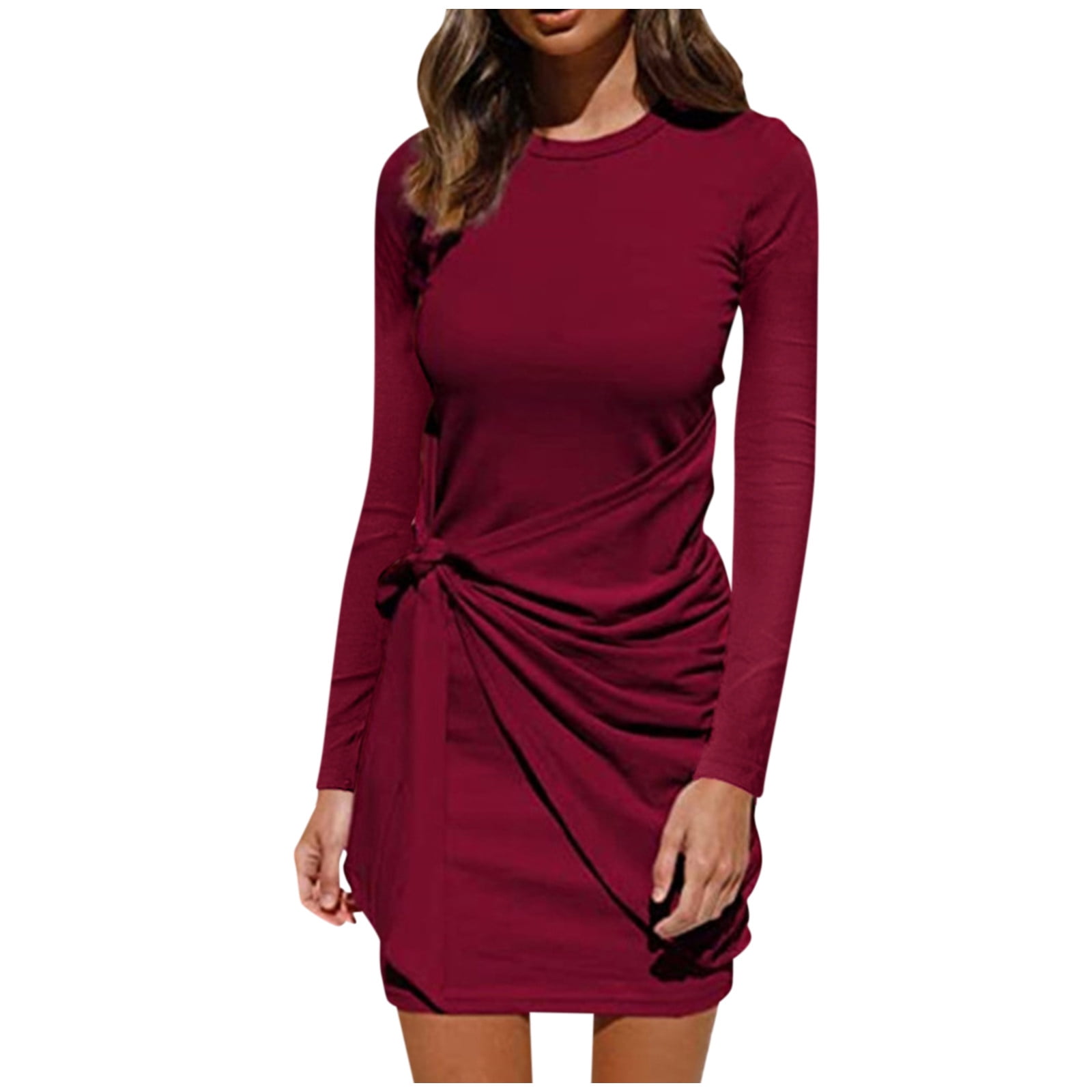 Womens Long Sleeve Pullover Sweater Dress Long Sleeve Dress Knit Slim