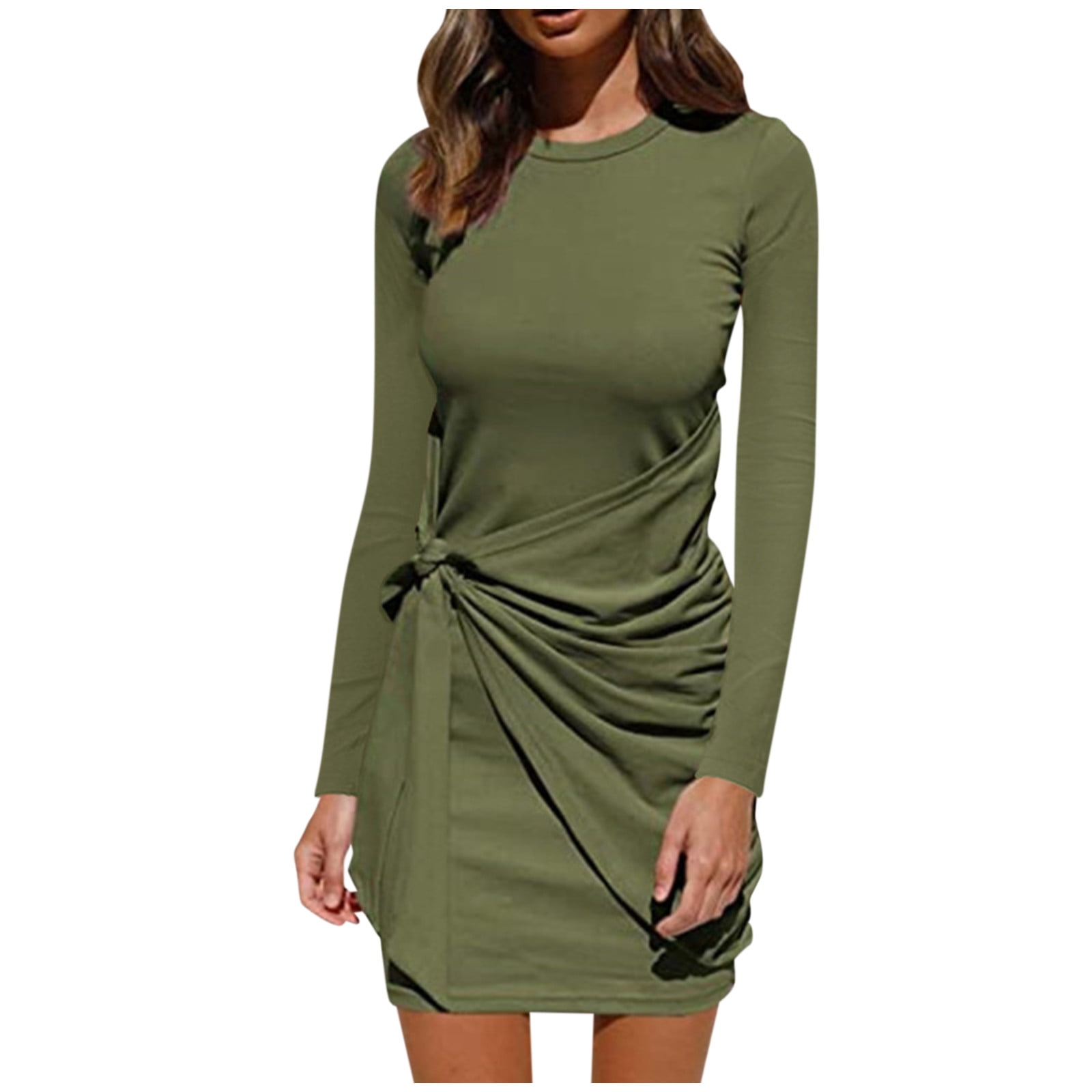 Womens Long Sleeve Pullover Sweater Dress Long Sleeve Dress Knit Slim