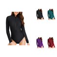 thumbnail image 1 of Womens Long Sleeve Rash Guard One Piece Swimsuit with Zipper - UPF 50 Sun Protection for Surfing, Training & Swimming, 1 of 9