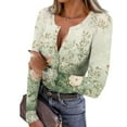 thumbnail image 1 of Womens Long Sleeve Ribbed Shirts V Neck Slim Fitted Henley Tops Ribbed Knit Casual Trendy Going Out Tops, 1 of 5