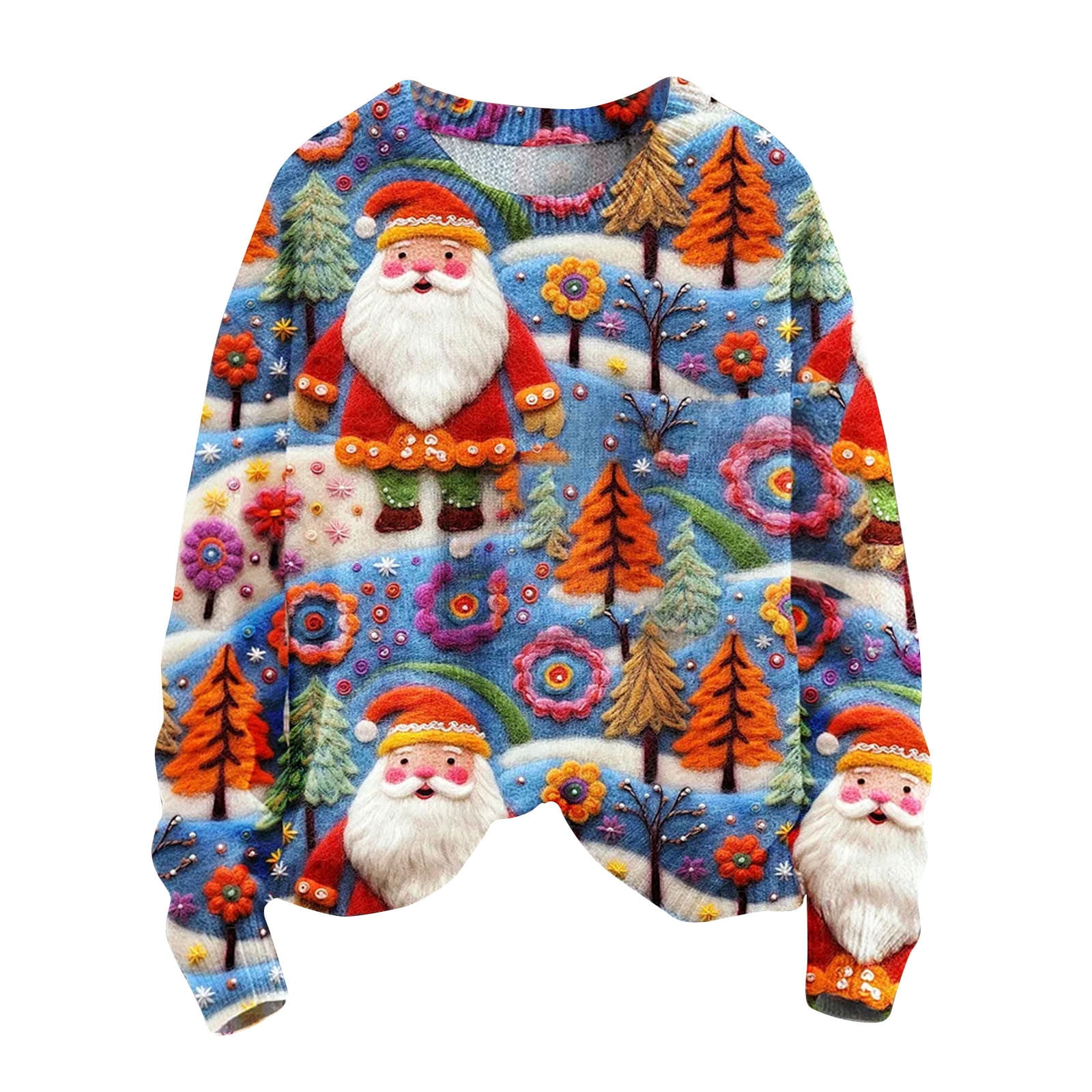 Christmas Sweatshirt for Women Tree Print Pullover Sweater Crewneck Long Sleeve Tops Casual Womens Knit Shirt