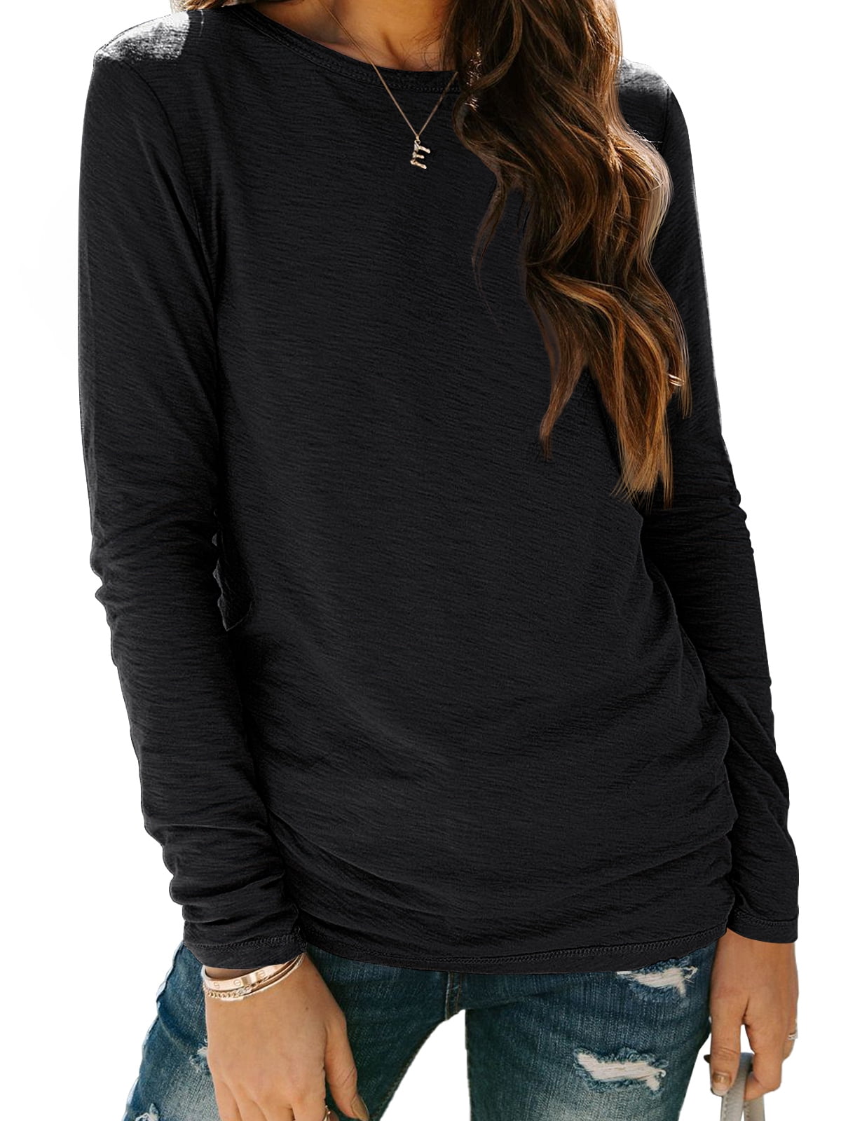 Long Sleeve Shirts for Women Crew Neck Fall Fashion Pullover Casual Tops Clothes