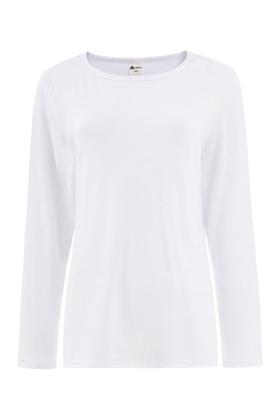 Womens Long Sleeve Round Neck Shirts Casual Basic Tops Tee Shirts Fall Winter Tops