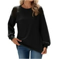 thumbnail image 1 of Womens Long Sleeve Round Neck Tshirts Fashion Womens Long Sleeve Solid Round Neck Hallowout Casual T-shirt Tops Blouse Casual Long Sleeve Tops Printed Round Neck Pullover Tops Casual Top T Shirt, 1 of 6