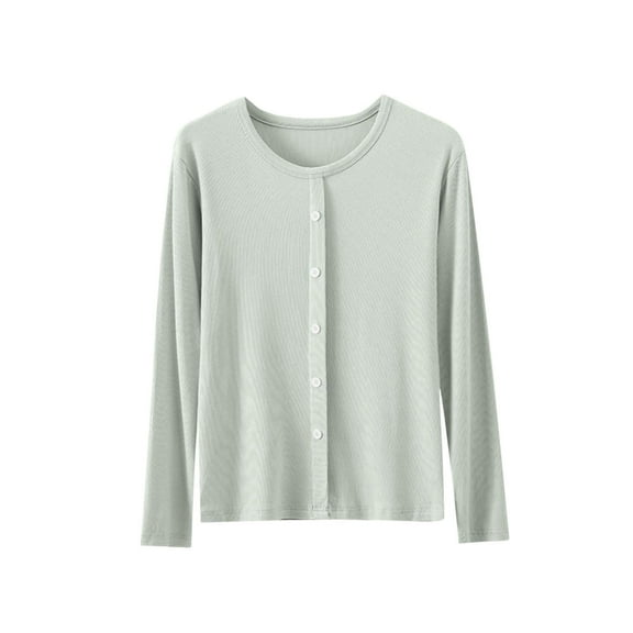 Womens Long Sleeve Round-neck Basic Shirts Solid Color Base Casual Thin With Inner Plus Size Price Reduction Alert 50% Off!