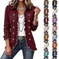 thumbnail image 1 of Womens Long Sleeve Ruffle Button Front Cardigan Jacket Lightweight Open Front Layered Top Structured Collar Casual Outerwear Fall Jackets for Women, 1 of 7