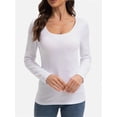 thumbnail image 1 of Womens Long Sleeve Scoop Neck Tops Casual Slim Fitted Basic Shirts, 1 of 5