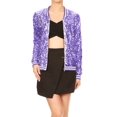 thumbnail image 1 of Womens Long Sleeve Sequin Front Zip Jacket Long Sleeve Ribbed Cuffs Outerwear Tops, 1 of 5