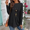 thumbnail image 1 of Womens Long Sleeve Shirt Crew Neck Casual Top Basic Blouse Fall Fashion Loose Fit Tunic Elegant Y2K Style Outfits Black 3XL, 1 of 5