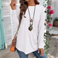 thumbnail image 1 of Womens Long Sleeve Shirt Crew Neck Casual Top Basic Blouse Fall Fashion Loose Fit Tunic Elegant Y2K Style Outfits White L, 1 of 5