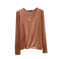thumbnail image 1 of Womens Long Sleeve Shirt Relaxed Fit Round Neck Thermal Base Layer Undershirts, 1 of 5