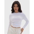 thumbnail image 1 of Womens Long Sleeve Shirts Basic Crop Tops Going Out Fall Fashion Slim Fit, 1 of 6