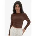 thumbnail image 1 of Womens Long Sleeve Shirts Basic Crop Tops Going Out Fall Fashion Slim Fit, 1 of 6