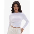 thumbnail image 1 of Womens Long Sleeve Shirts Basic Crop Tops Going Out Fall Fashion Slim Fit, 1 of 6