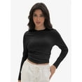 thumbnail image 1 of Womens Long Sleeve Shirts Basic Crop Tops Going Out Fall Fashion Slim Fit, 1 of 6