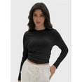 thumbnail image 1 of Womens Long Sleeve Shirts Basic Crop Tops Going Out Fall Fashion Slim Fit, 1 of 6