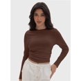 thumbnail image 1 of Womens Long Sleeve Shirts Basic Crop Tops Going Out Fall Fashion Slim Fit, 1 of 6