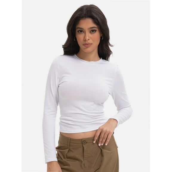 Womens Long Sleeve Shirts Basic Crop Tops Going Out Fall Fashion Underscrubs Layer Slim Fit Tops