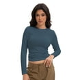 thumbnail image 1 of Womens Long Sleeve Shirts Basic Crop Tops Going Out Fall Fashion Underscrubs Layer Slim Fit Tops, 1 of 6