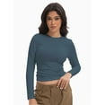 thumbnail image 1 of Womens Long Sleeve Shirts Basic Crop Tops Going Out Fall Fashion Underscrubs Layer Slim Fit Tops, 1 of 6