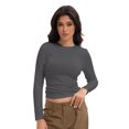 thumbnail image 1 of Womens Long Sleeve Shirts Basic Crop Tops Going Out Fall Fashion Underscrubs Layer Slim Fit Tops, 1 of 6
