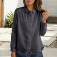 thumbnail image 1 of Womens Long Sleeve Shirts Button Down Blouses Collared Solid Color Fashion Business Tops, 1 of 4