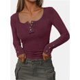thumbnail image 1 of Womens Long Sleeve Shirts Casual Fall Fashion Clothes Tops Basic Ribbed Knit T Shirts, 1 of 6