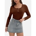 thumbnail image 1 of Womens Long Sleeve Shirts Casual Fall Fashion Clothes Tops Basic Ribbed Knit T Shirts, 1 of 6