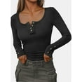 thumbnail image 1 of Womens Long Sleeve Shirts Casual Fall Fashion Clothes Tops Basic Ribbed Knit T Shirts, 1 of 6