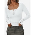 thumbnail image 1 of Womens Long Sleeve Shirts Casual Fall Fashion Clothes Tops Basic Ribbed Knit T Shirts, 1 of 2