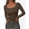 thumbnail image 1 of Womens Long Sleeve Shirts Casual Fall Fashion Clothes Tops Basic Ribbed Knit T Shirts, 1 of 6
