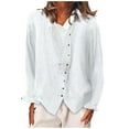 thumbnail image 1 of Womens Long Sleeve Shirts Casual Women Cotton Linen Casual Buttons Long Sleeves T Shirt Blouse Tops, 1 of 9