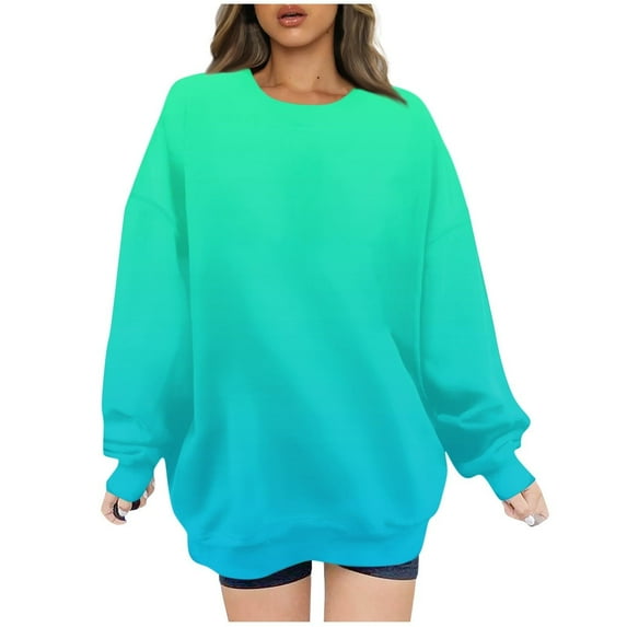 Womens Long Sleeve Shirts Casual Womens Tops Clearance Fashion Long Sleeve Blouse Round Neck Casual Sweatshirt