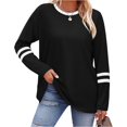 thumbnail image 1 of Womens Long Sleeve Shirts Color Block Casual Crewneck Tops Tshirt Basic Tee Fall Fashion Clothes Trendy Outfits 02-Black L, 1 of 5