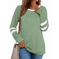 thumbnail image 1 of Womens Long Sleeve Shirts Color Block Casual Crewneck Tops Tshirt Basic Tee Fall Fashion Clothes Trendy Outfits Green XL, 1 of 6