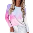 thumbnail image 1 of Womens Long Sleeve Shirts Comfy Printed Basic Crew Neck Long Sleeve Tees Blouse Tops, 1 of 6