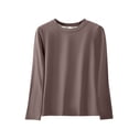 thumbnail image 1 of Womens Long Sleeve Shirts Crew Neck Casual Tshirts Fall Tops Loose Fit Soft Warm Comfy Pullover Top Clothes (XL, Brown), 1 of 2