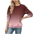 thumbnail image 1 of Womens Long Sleeve Shirts Crew Neck Gradient Hoodless Sweatshirt Fashion Cute Casual Loose Pullover Spring Fall Tops, 1 of 5