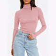 thumbnail image 1 of Womens Long Sleeve Shirts Crew Neck Stretchy Fitted Ribbed Tops Basic Base Layer Soft Thermal Undershirts Tee Pink XXL, 1 of 7