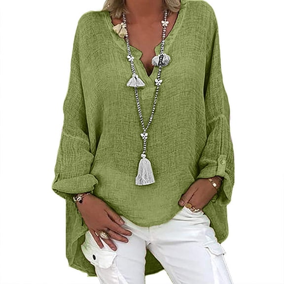 Womens Long Sleeve Shirts Crewneck Tops Dressy Casual Blouses Business Work Tunic Tops Shirts 2024