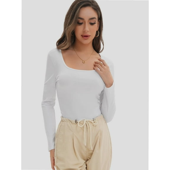 Womens Long Sleeve Shirts Crop Tops Going Out Basics Tees Clothes