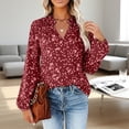 thumbnail image 1 of Womens Long Sleeve Shirts Dot Print Summer 2026 Tops Dressy Casual V-Neck Blouses, 1 of 5