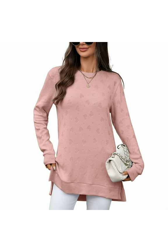 Womens Long Sleeve Shirts Dressy Casual Loose Fit Basic Tops Trendy Fall Fashion Winter Clothes 2025 Pink XXL