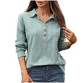 thumbnail image 1 of Womens Long Sleeve Shirts Dressy Work Casual Blouses Loose Fit Button Down Shirts Fall Tops 2025 Trendy Green M, 1 of 6