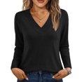 thumbnail image 1 of Womens Long Sleeve Shirts Fall Tops Business Casual T Shirts 2025 Black 3XL, 1 of 3